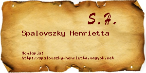 Spalovszky Henrietta névjegykártya